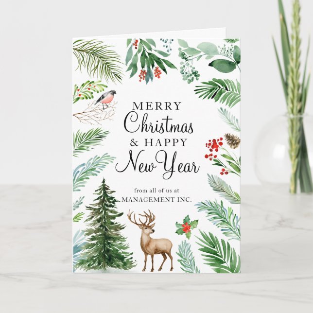 Cartes Pour Fêtes Annuelles Entreprise Nouvel An Noël Forêt (Devant)