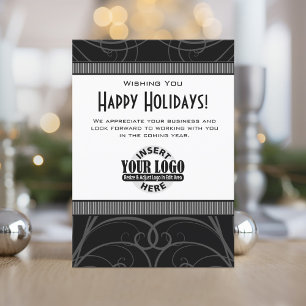Cartes Pour Fêtes Annuelles Entreprise ou bureau - logo - noir blanc art déco