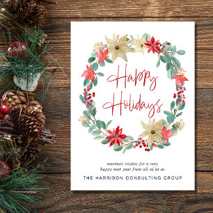 Cartes Pour Fêtes Annuelles Entreprise Poinsettia Wreath Aquarelle Voiture de 