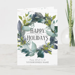 Cartes Pour Fêtes Annuelles Entreprise Rustique Aquarelle Wreath Joyeuses Fête