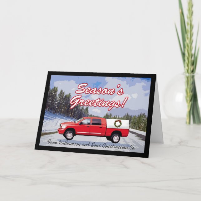 Cartes Pour Fêtes Annuelles Entreprises Camion Logo Entrepreneur voeux de Noël (Devant)