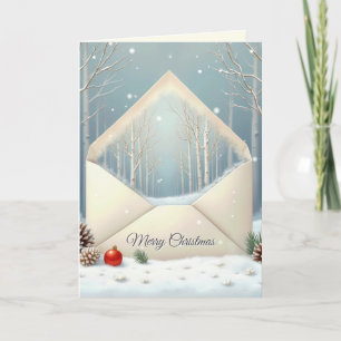 Cartes Pour Fêtes Annuelles Enveloppe Joyeuse de Noël avec bouleaux