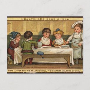 Cartes Pour Fêtes Annuelles Environ 1880 : A meal at Christmas