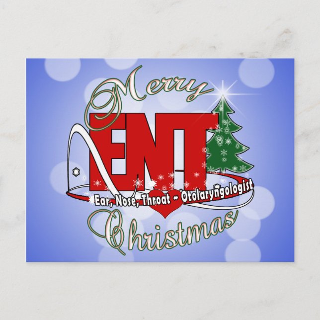 Cartes Pour Fêtes Annuelles ENVOI CHRISTMAS Otolaryngologue EAR NEZ THROAT (Devant)