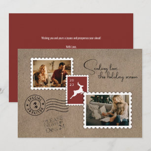 Cartes Pour Fêtes Annuelles Envoi d'amour à deux photos