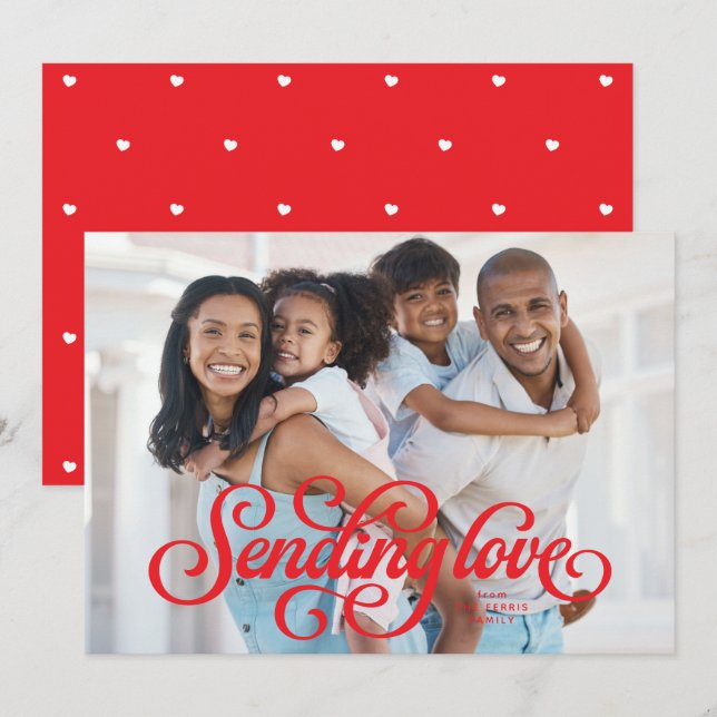 Cartes Pour Fêtes Annuelles Envoi d'amour mignon rouge une photo Valentine (Devant / Derrière)