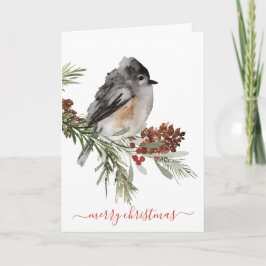 Cartes Pour Fêtes Annuelles Épinette rouge d'hiver Baies rouges d'hiver Joyeux