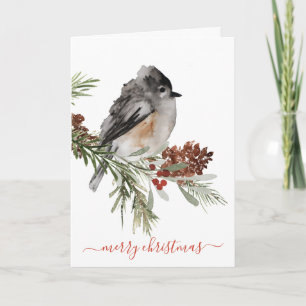 Cartes Pour Fêtes Annuelles Épinette rouge d'hiver Baies rouges d'hiver Joyeux
