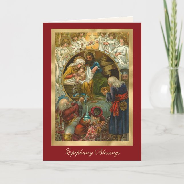 Cartes Pour Fêtes Annuelles Épiphanie religieuse Prière des trois rois Jésus (Devant)