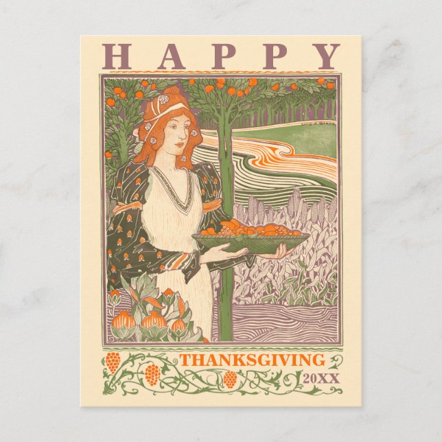 Cartes Pour Fêtes Annuelles Époque victorienne Art Nouveau Thanksgiving (Devant)