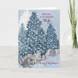 Cartes Pour Fêtes Annuelles Épouse/Joyeux Noël - arbres de scintillement de