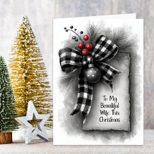 Cartes Pour Fêtes Annuelles Épouse Noël Nœud Papillon Carreaux de Buffalo