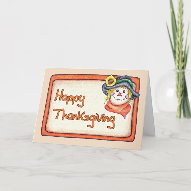 Cartes Pour Fêtes Annuelles Épouvantail de thanksgiving (Devant)