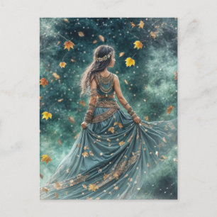 Cartes Pour Fêtes Annuelles Équinoxe d'automne Boho Enfant et Feuilles