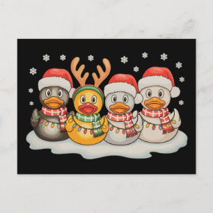 Cartes Pour Fêtes Annuelles Équipe Canard en Caoutchouc Renne de Noël Lumières