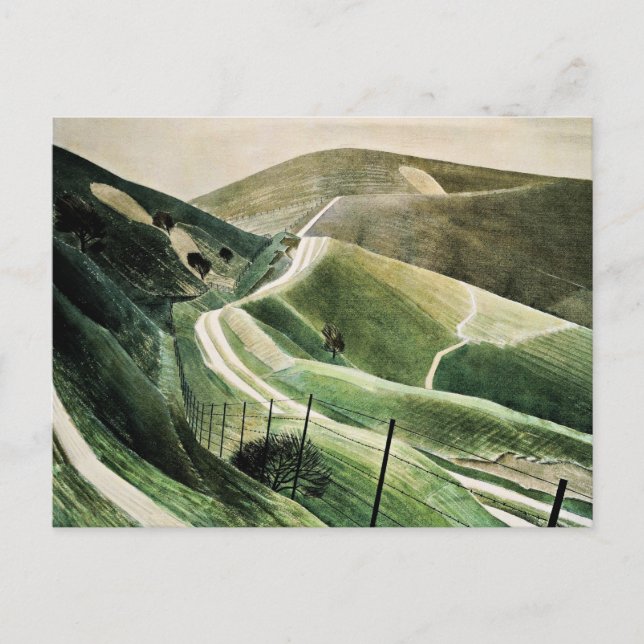 Cartes Pour Fêtes Annuelles Eric Ravilious - Chalk Paths, célèbre oeuvre d'art (Devant)