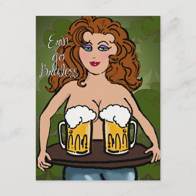 Cartes Pour Fêtes Annuelles Erin Go Braless | Drôle de St. Patrick (Devant)