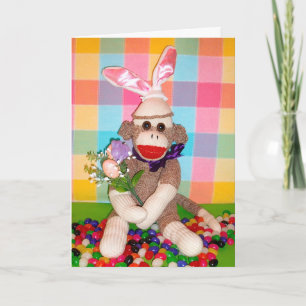 Cartes Pour Fêtes Annuelles Ernie the Sock Monkey Easter Bouquet Card
