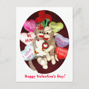 Cartes Pour Fêtes Annuelles Ernie the Sock Monkey Valentine's Day Postcard
