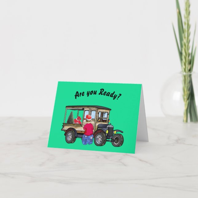 Cartes Pour Fêtes Annuelles Es-tu prêt pour Noël ? Abe y travaille (Devant)