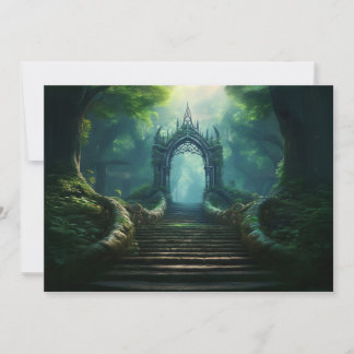 Cartes Pour Fêtes Annuelles Escaliers vers la porte antique dans la forêt ench