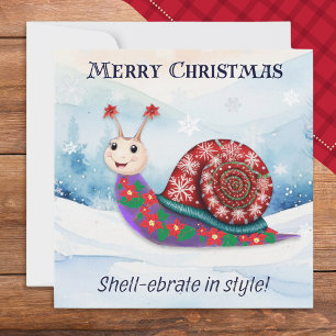 Cartes Pour Fêtes Annuelles Escargot de Noël Neige Festif Calembour Drôle Humo