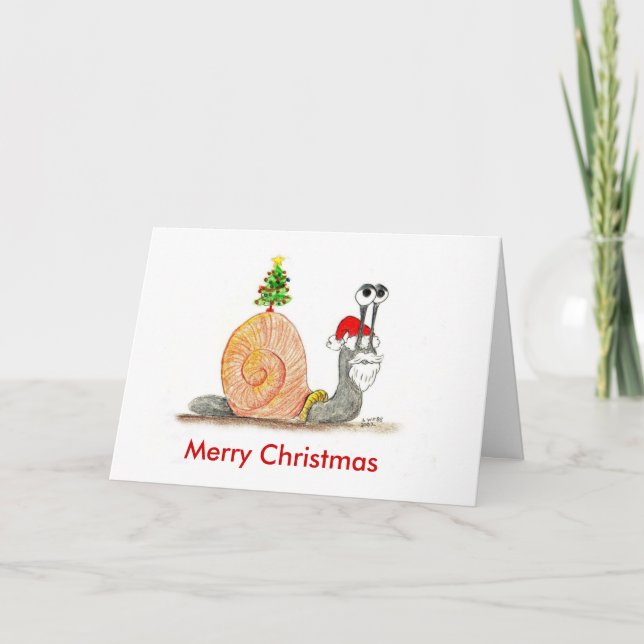 Cartes Pour Fêtes Annuelles Escargot de Père Noël (Devant)