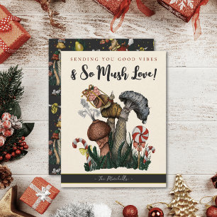 Cartes Pour Fêtes Annuelles Escargot festif sur champignons Good Vibes Noël