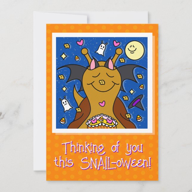 Cartes Pour Fêtes Annuelles Escargot mignon avec ailes de chauve-souris Joyeux (Devant)