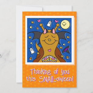 Cartes Pour Fêtes Annuelles Escargot mignon avec ailes de chauve-souris Joyeux