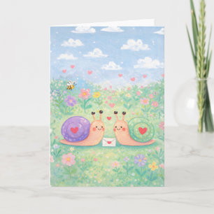 Cartes Pour Fêtes Annuelles Escargots avec une lettre d'amour Snail Mail Saint