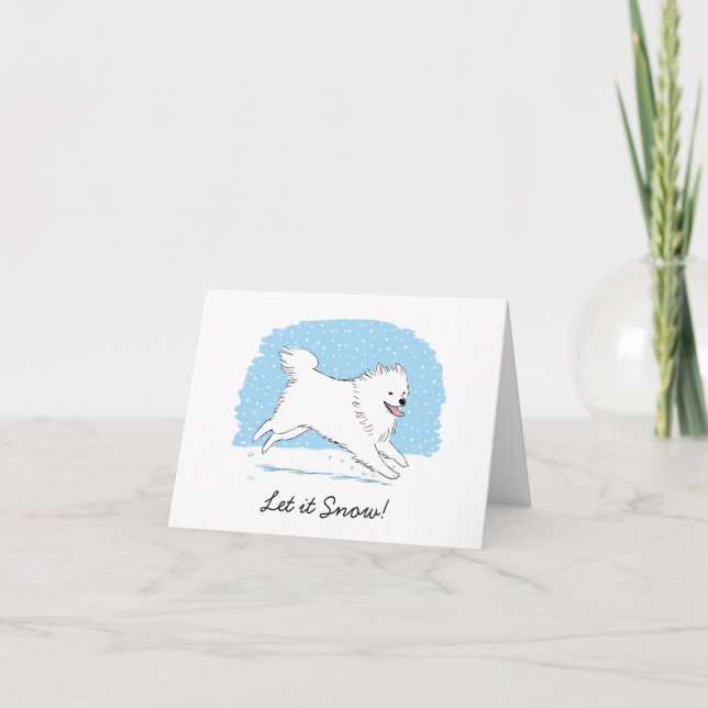 Cartes Pour Fêtes Annuelles Eskimo Chien américain "Let it Snow" Eskie Noël (Devant)