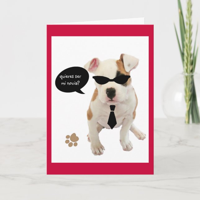 Cartes Pour Fêtes Annuelles Espagnol : Chiot chaud de San Valentin (Devant)