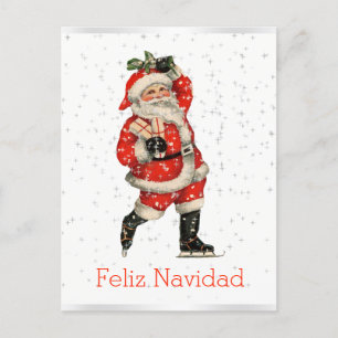 Cartes Pour Fêtes Annuelles Espagnol de patinage rouge vintage de Feliz