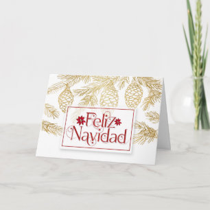 Cartes Pour Fêtes Annuelles Espagnol Feliz Navidad Noël Golden Botanique