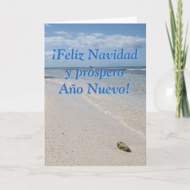 Cartes Pour Fêtes Annuelles Espagnol Isla Saona Caribbean Beach Joyeux Noël (Devant)