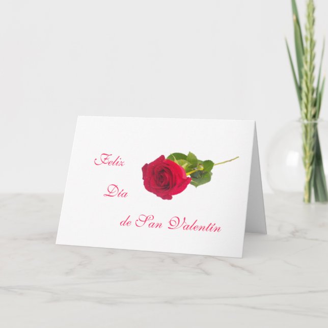 Cartes Pour Fêtes Annuelles Espagnol : San Valentin - rose rouge (Devant)