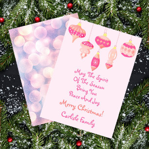 Cartes Pour Fêtes Annuelles Esprit De La Saison Retro Pink Ornements
