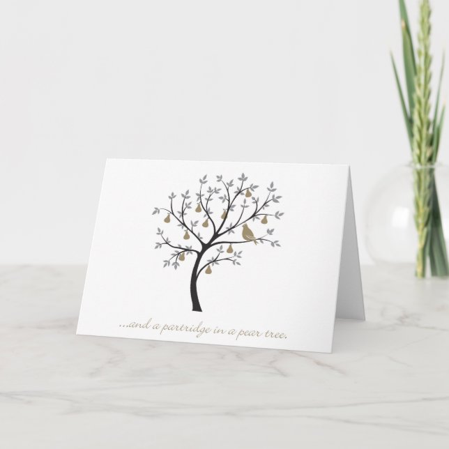 Cartes Pour Fêtes Annuelles Et un perdrix dans un poirier (Devant)