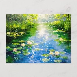 Cartes Pour Fêtes Annuelles Étang d'été avec nénuphars