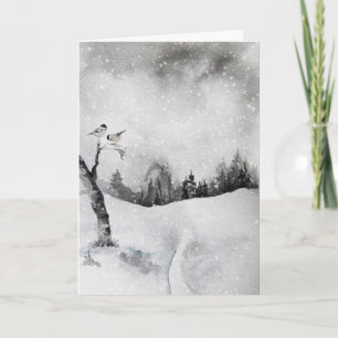 Cartes Pour Fêtes Annuelles Ethereal Pittoresque neige Noël Oiseaux d'hiver