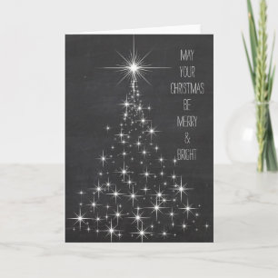 Cartes Pour Fêtes Annuelles Étincelant les lumières joyeuses et l'arbre de
