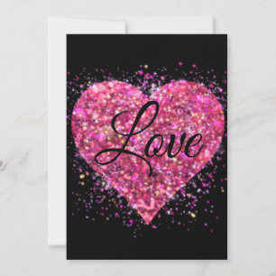 Cartes Pour Fêtes Annuelles Étincelle rose parties scintillant coeur amour