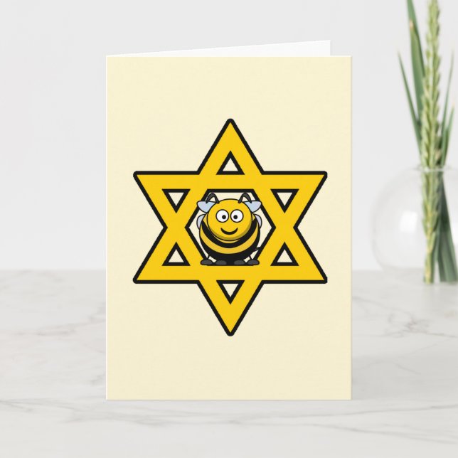 Cartes Pour Fêtes Annuelles Étoile d'abeille juive de David (Devant)