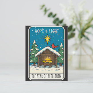 Cartes Pour Fêtes Annuelles Étoile de Bethléem Espoir & Lumière Crèche