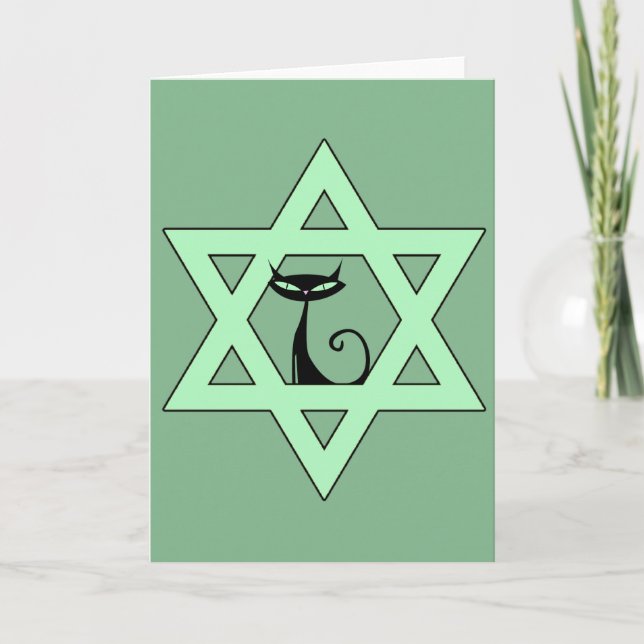 Cartes Pour Fêtes Annuelles Étoile de chat juive de David (Devant)