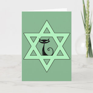 Cartes Pour Fêtes Annuelles Étoile de chat juive de David