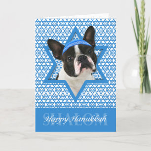 Cartes Pour Fêtes Annuelles Étoile de David de Hanoukka - Boston Terrier