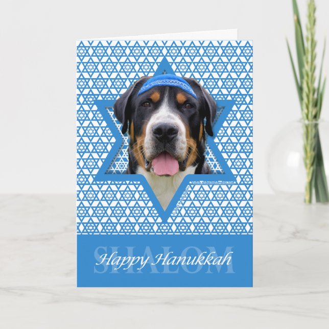 Cartes Pour Fêtes Annuelles Étoile de David de Hanoukka - chien suisse de (Devant)