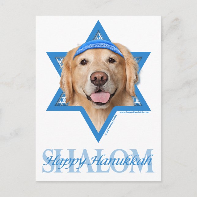 Cartes Pour Fêtes Annuelles Étoile de David de Hanoukka - golden retriever - (Devant)